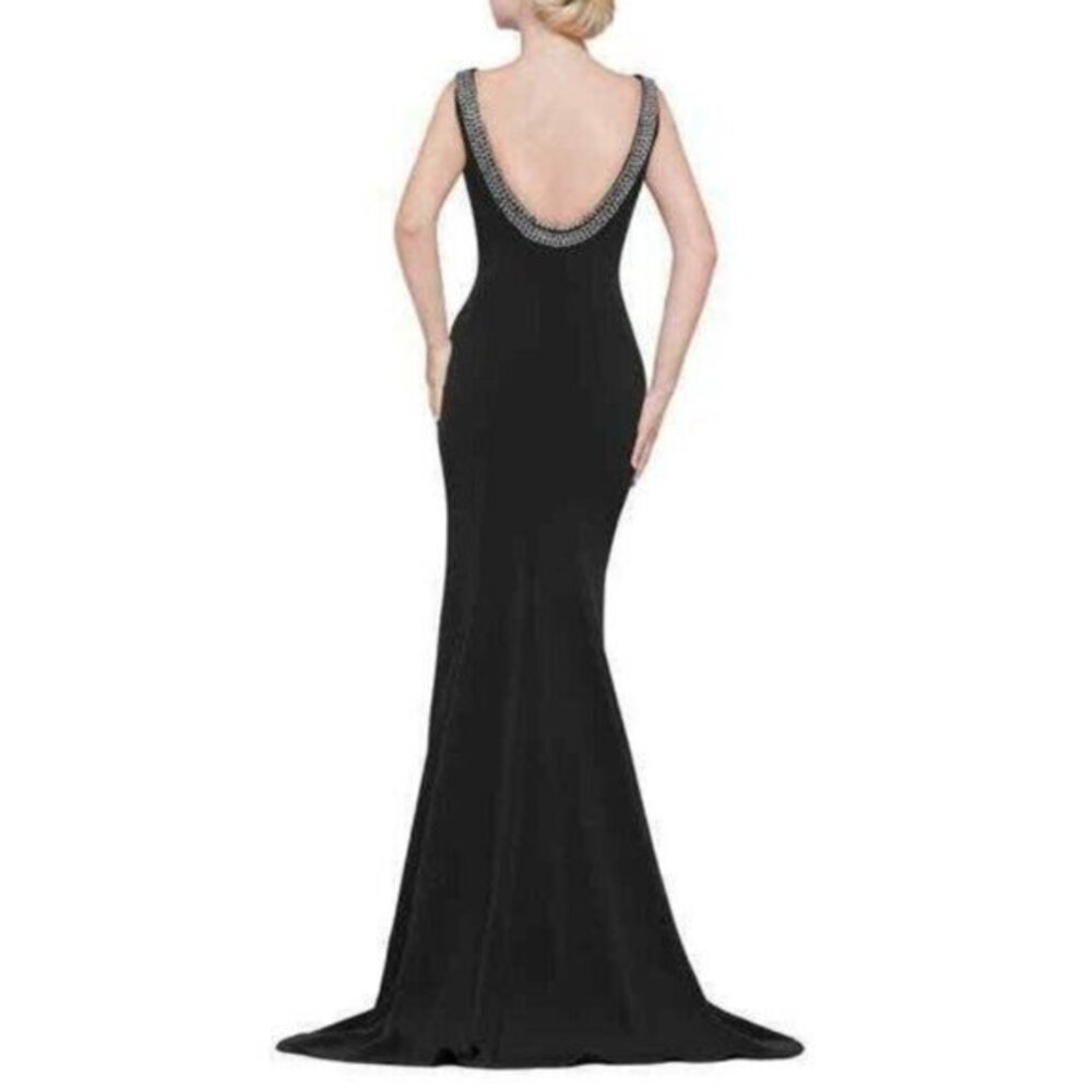 MARSONI BY COLORS Crystal Trim Crepe Trumpet Black SZ 2 NEW